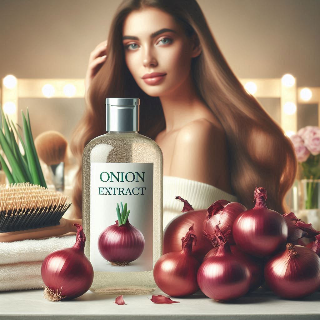 Botella con extracto de cebolla y cabello brillante: productos capilares naturales